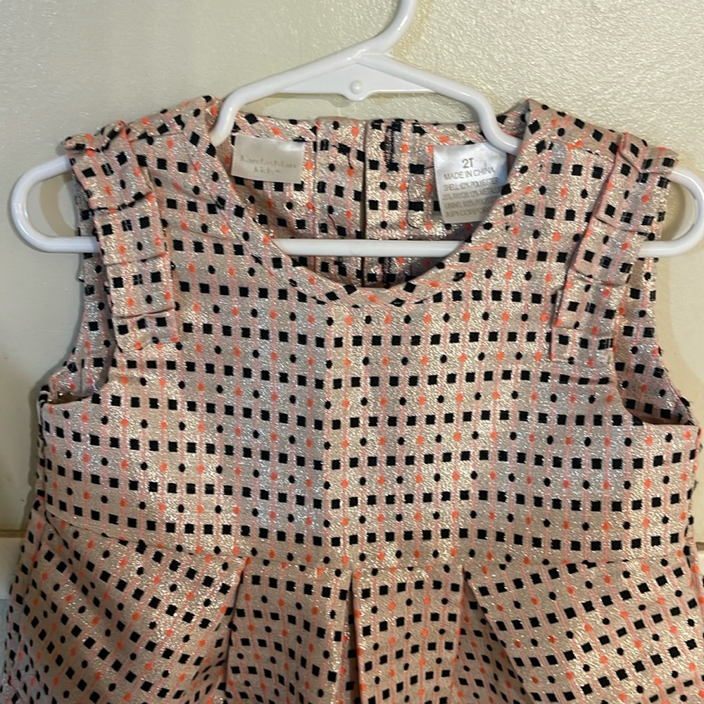KARDASHIAN KIDS Girl's Dress Black Gold Orange Neon Metallic S/L Size 2t